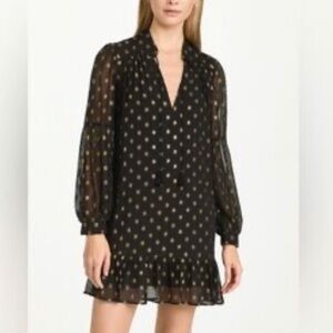 Crown & Ivy Black and White Polka Dot Long Sleeve Dress